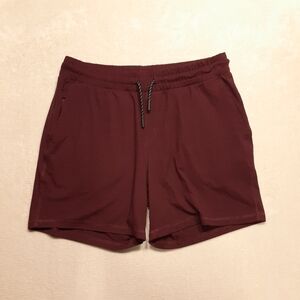 Bear Botton Mens Athletic Shorts Large 5.5 Inseam Burgundy Heather Drawstring